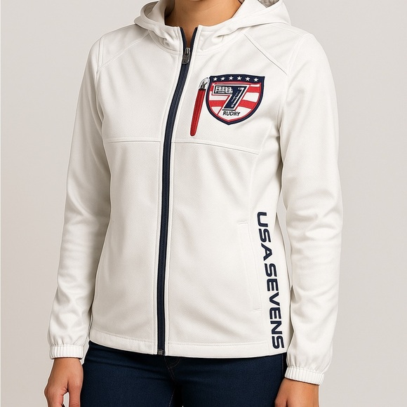 G-III Jackets & Blazers - G-III Sports by Carl Banks USA Rugby Sevens White Full-Zip Jacket Small